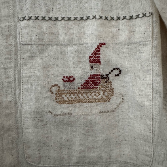 ZARA Home Embroidered Linen Christmas Jacket L - Picture 4 of 7